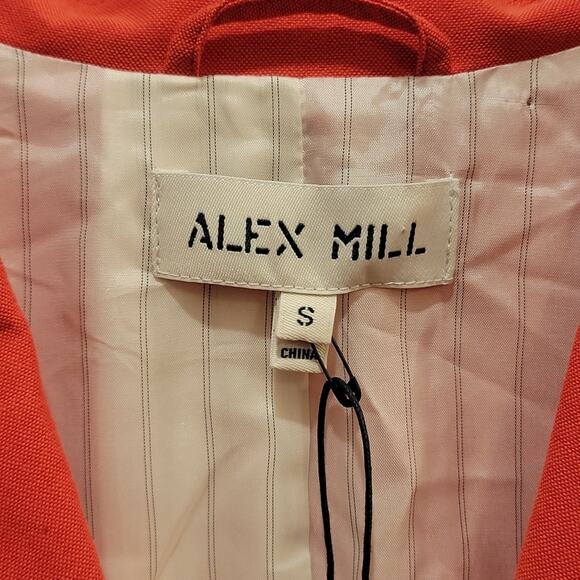 NWT Alex Mill Double Breasted Oxford Blazer in Tomato Red, S - Picture 7 of 10